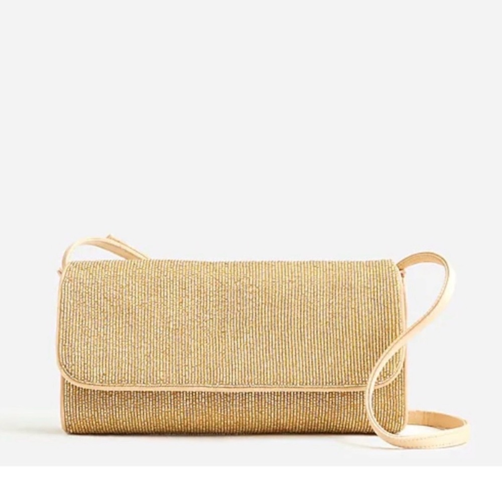J. Crew beaded Metallic Gold Clutch